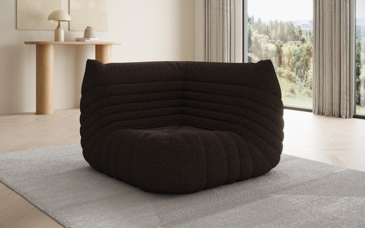 Designer Eckmodul Sofa Armchair Calmo in Teddy Bouclé