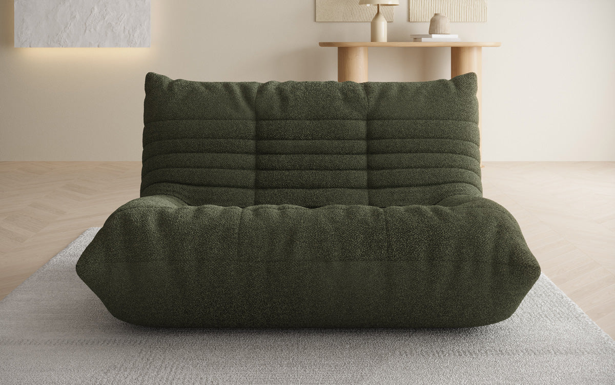 Designer 2-Seater Sofa Calmo in Teddy Bouclé