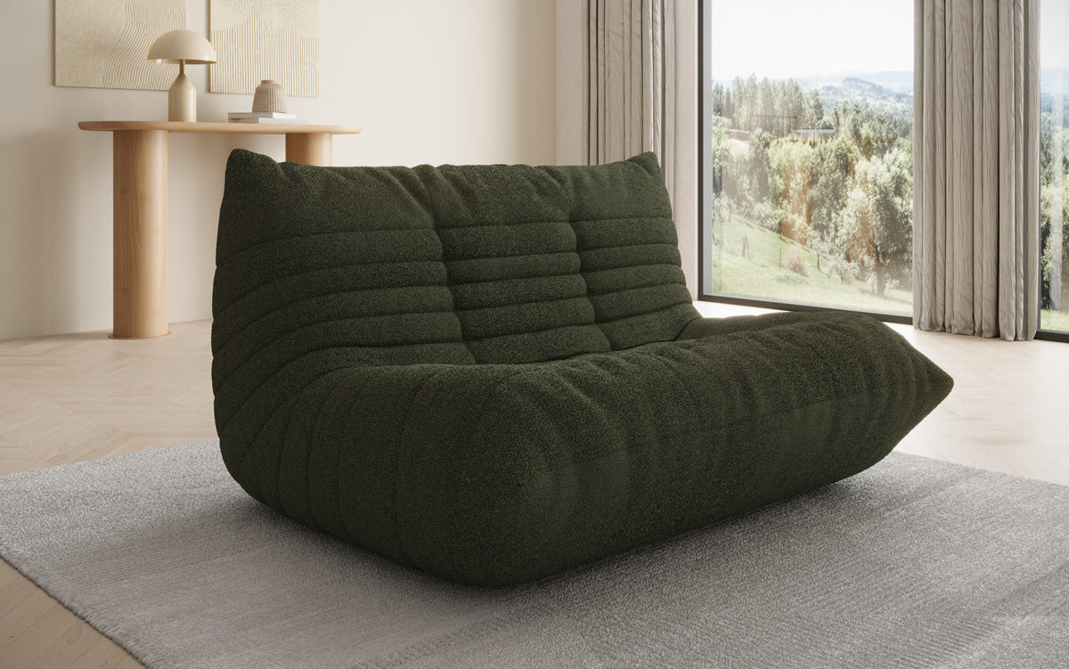 Designer 2-Seater Sofa Calmo in Teddy Bouclé