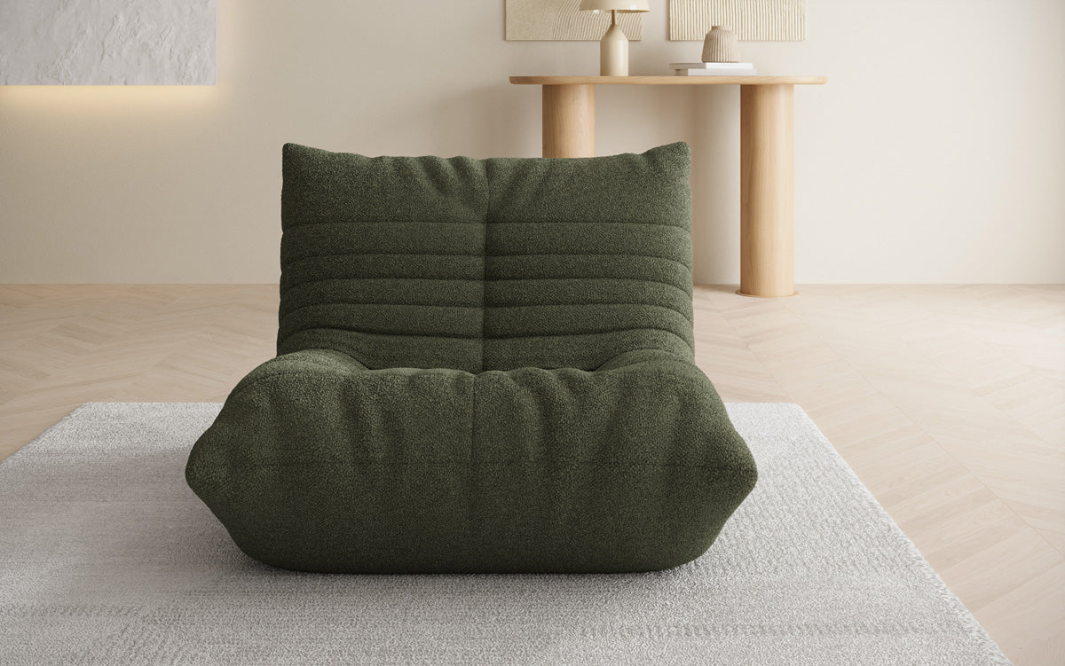 Designer sofa armchair Calmo in teddy bouclé