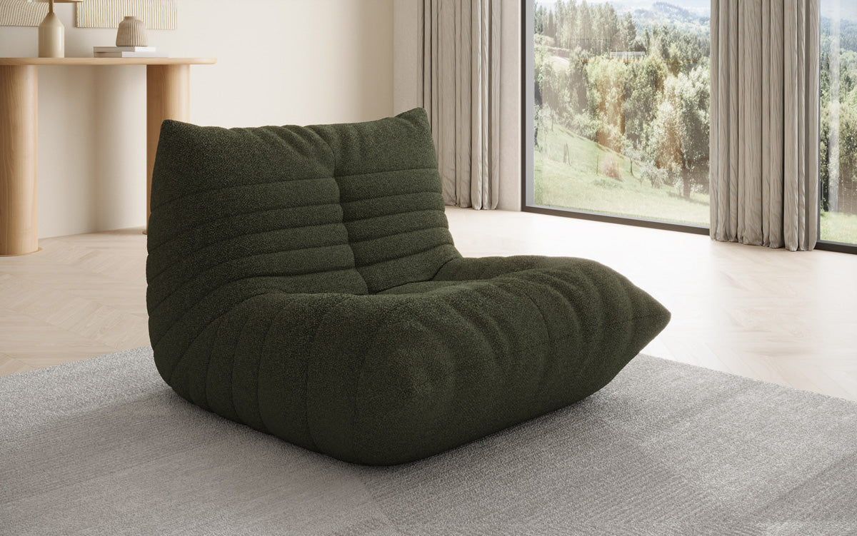 Designer sofa armchair Calmo in teddy bouclé