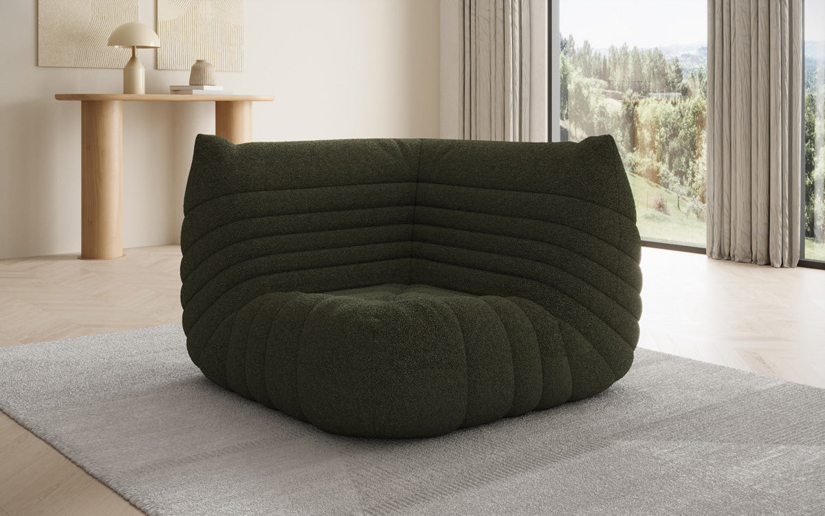 Designer Eckmodul Sofa Armchair Calmo in Teddy Bouclé