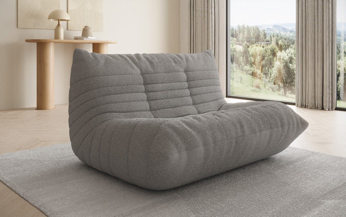 Designer 2-Seater Sofa Calmo in Teddy Bouclé