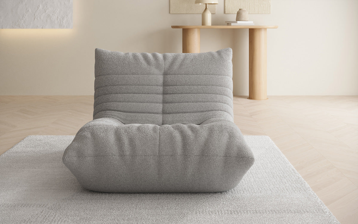 Designer sofa armchair Calmo in teddy bouclé