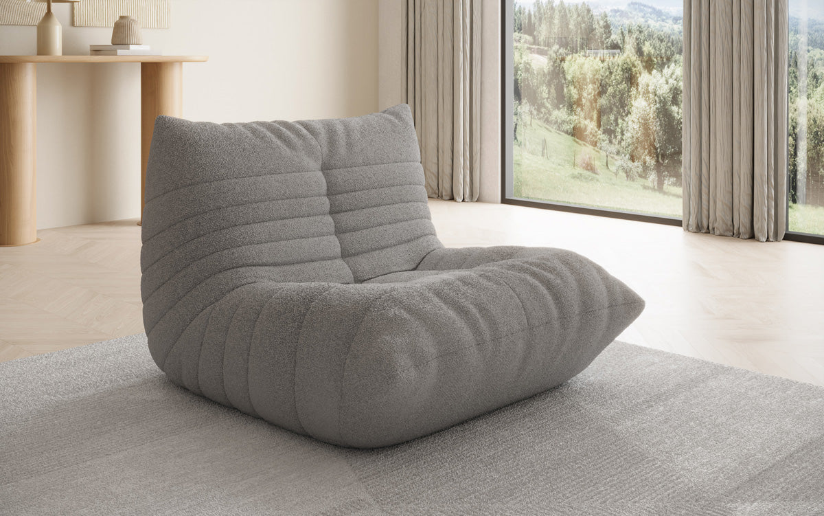 Designer sofa armchair Calmo in teddy bouclé