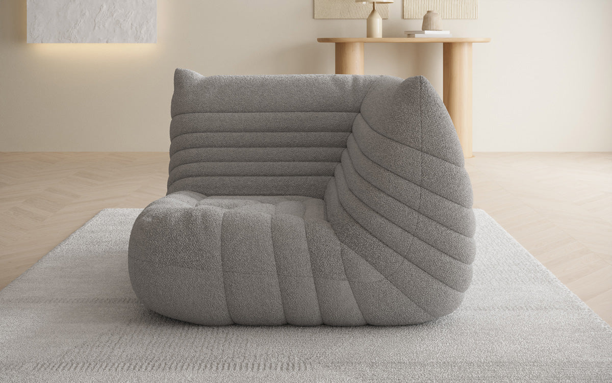 Designer Eckmodul Sofa Armchair Calmo in Teddy Bouclé