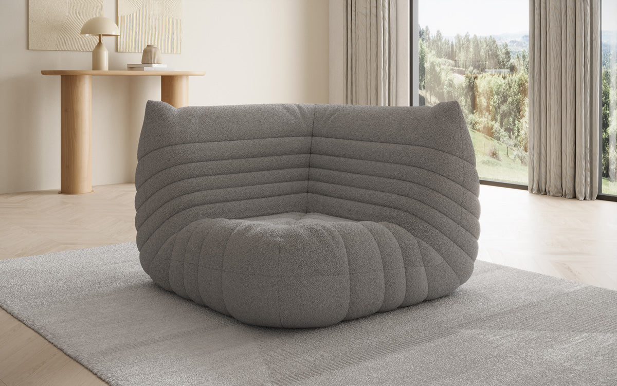 Designer Eckmodul Sofa Armchair Calmo in Teddy Bouclé