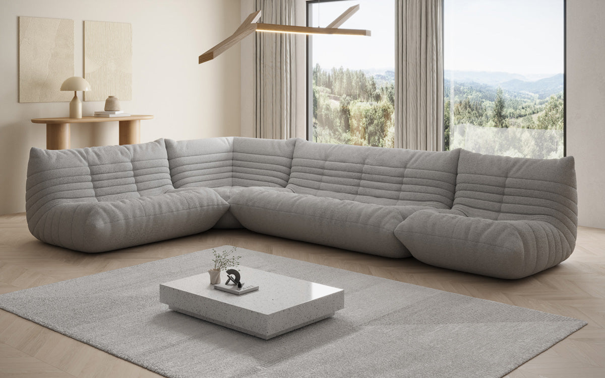 Designer Sofa Living Landscape Calmo in Teddy Bouclé