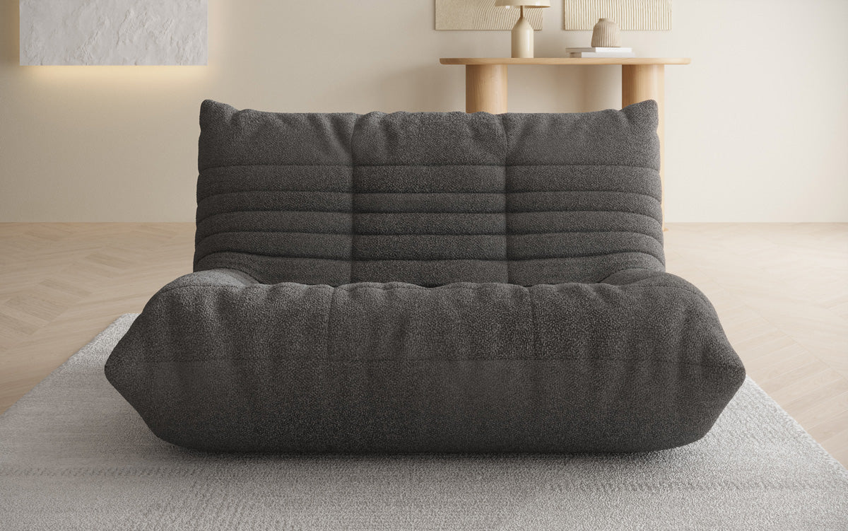 Designer 2-Seater Sofa Calmo in Teddy Bouclé