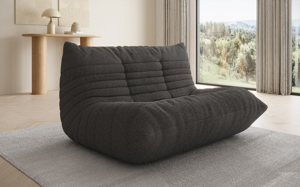 Designer 2-Seater Sofa Calmo in Teddy Bouclé