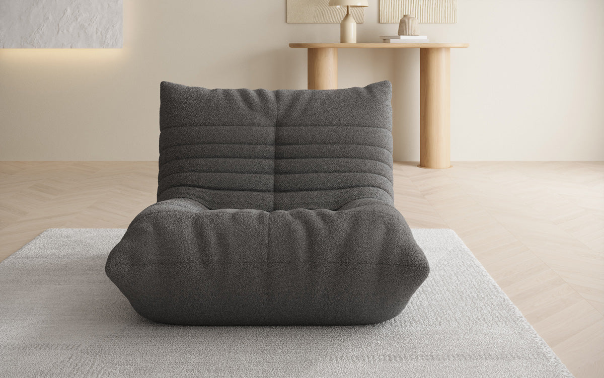 Designer sofa armchair Calmo in teddy bouclé
