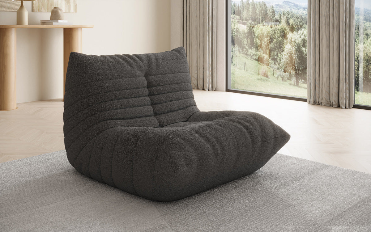 Designer sofa armchair Calmo in teddy bouclé