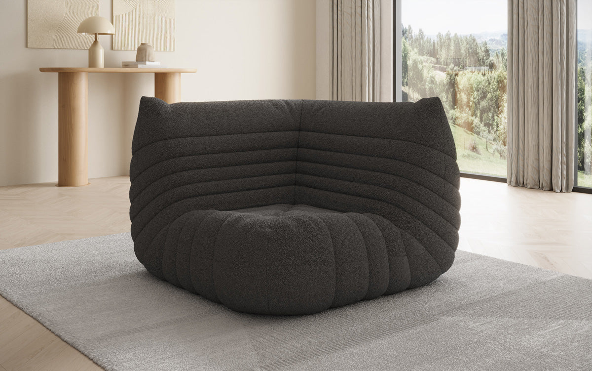 Designer Eckmodul Sofa Armchair Calmo in Teddy Bouclé