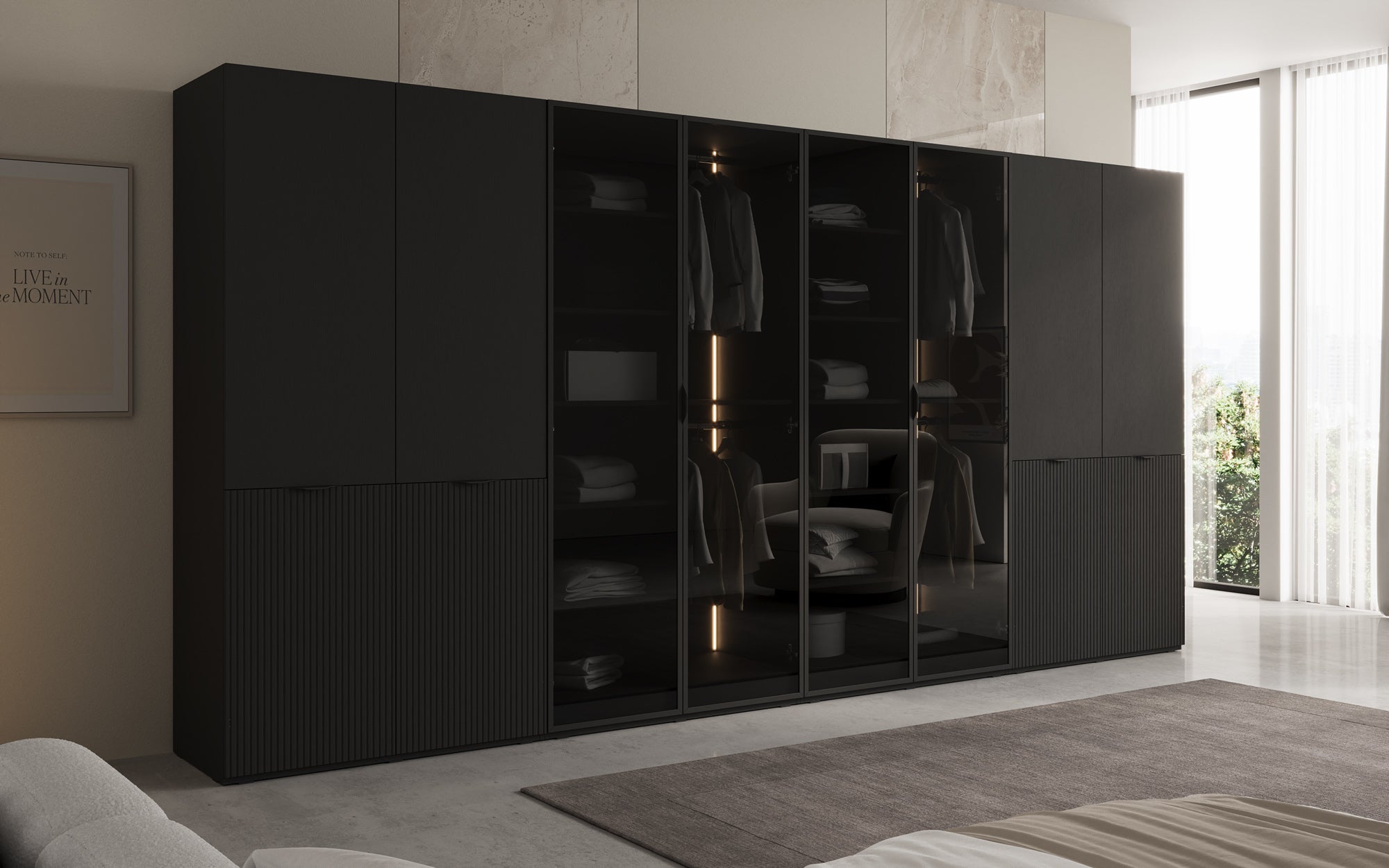 Modulo Verno – Modular design wardrobe with glass and textured front