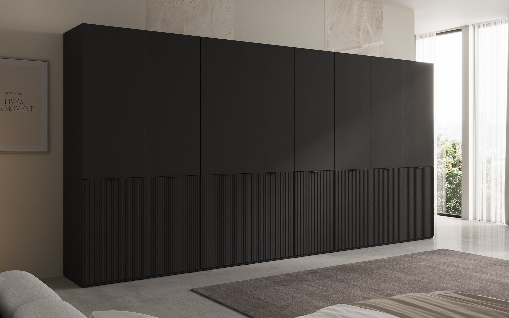 Modulo Faro XL – Four-module design wardrobe with structured MDF front