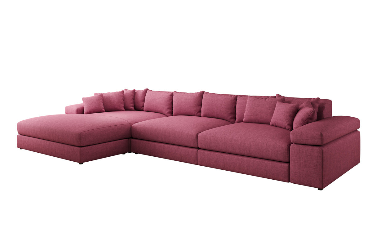 Designer corner sofa Bernardo Maxi with wide ottoman in linen look