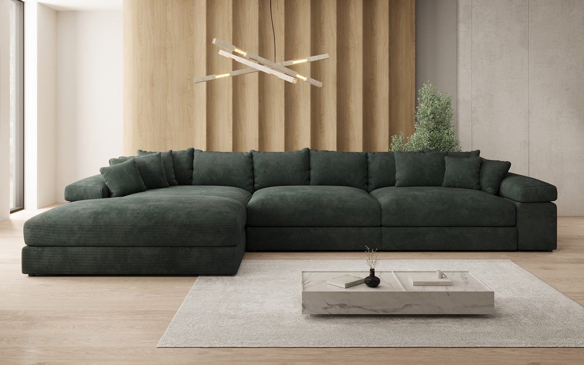 Designer Sofa Bernardo L Maxi with Wide Ottoman in Corduroy