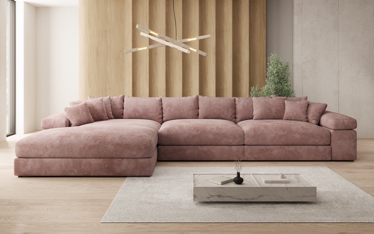 Designer Sofa Bernardo L Maxi with Wide Ottoman in Corduroy