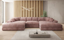 Designer Sofa Bernardo U with wide ottoman in Corduroy