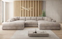Designer Sofa Bernardo U with wide ottoman in Corduroy