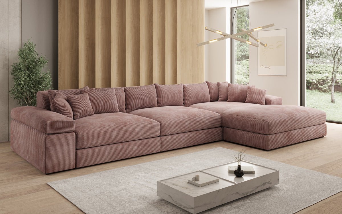 Designer Sofa Bernardo L Maxi with Wide Ottoman in Corduroy