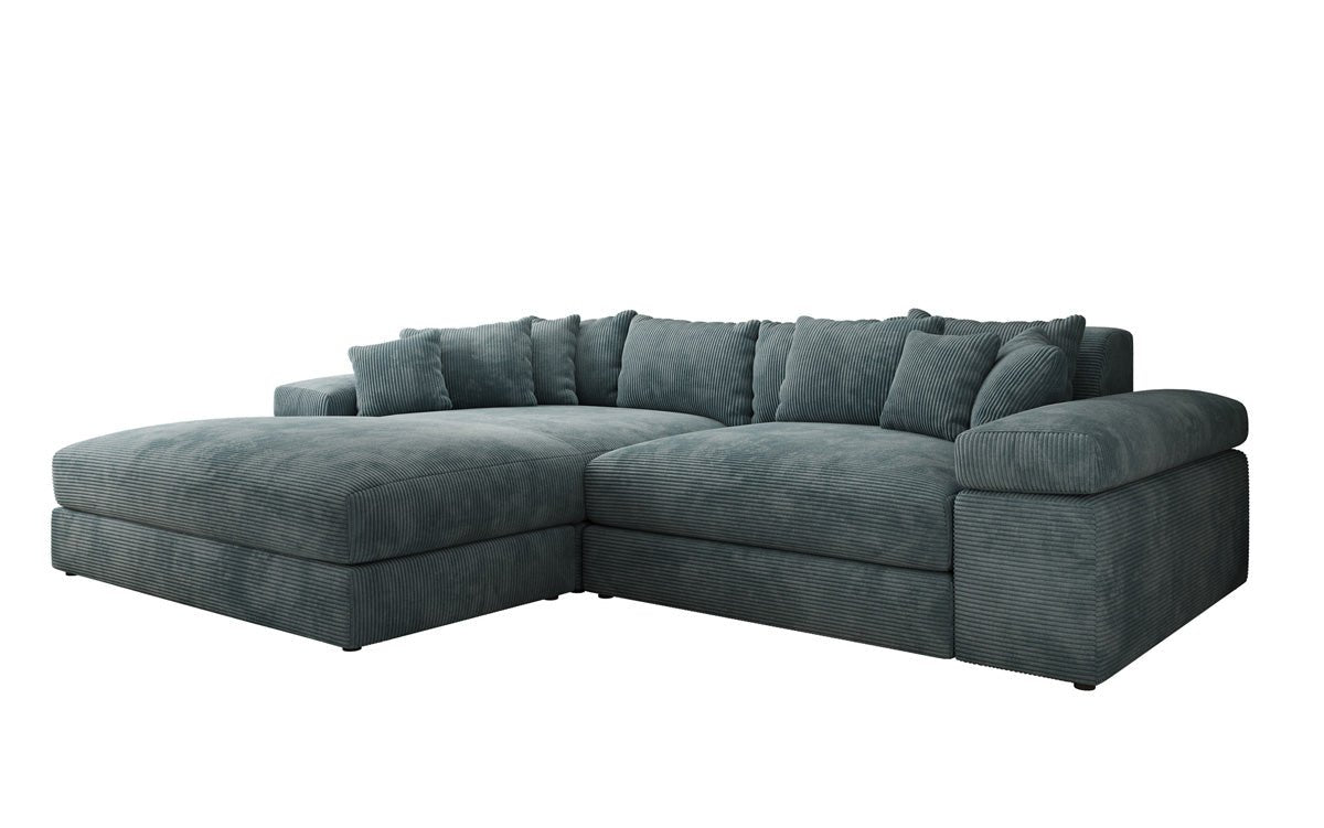 Designer Sofa Bernardo with wide Ottoman in Corduroy