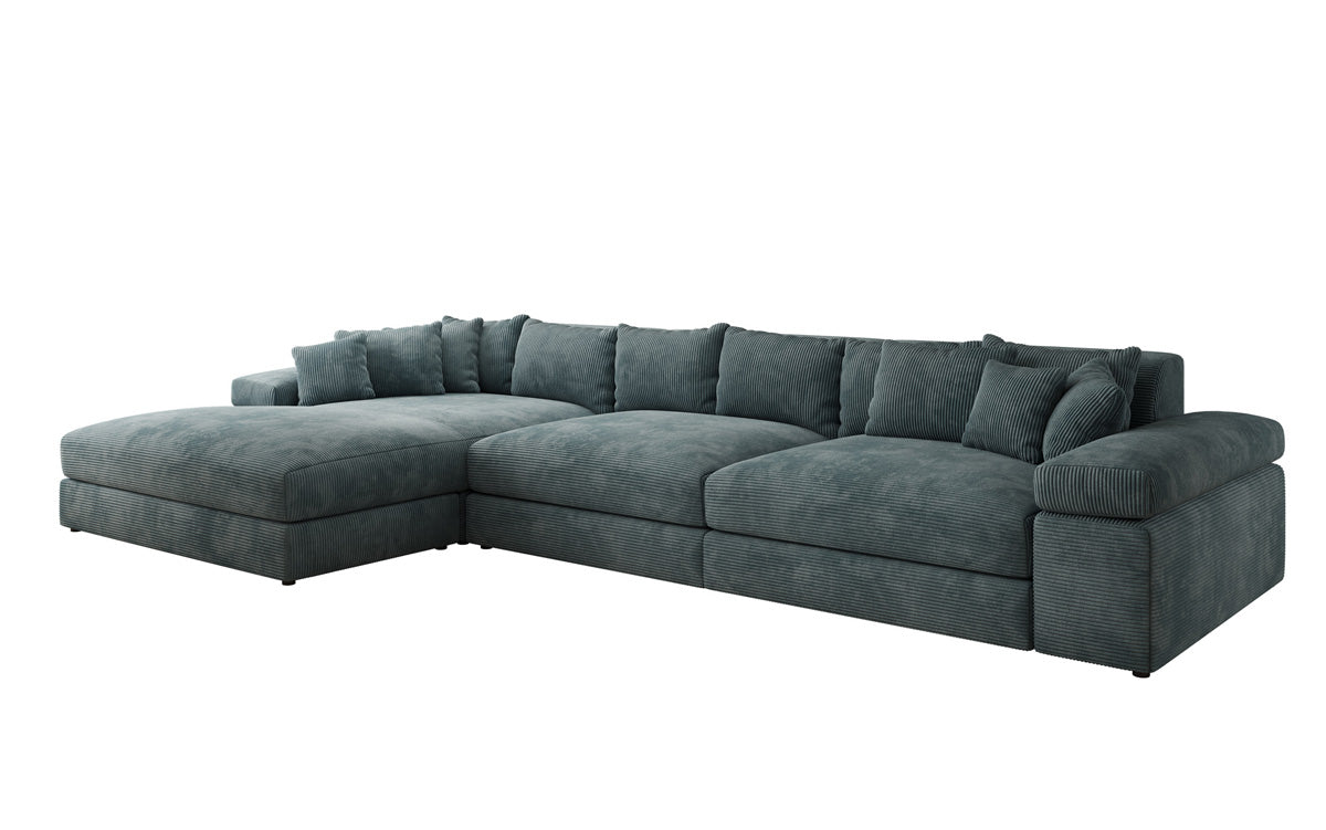 Designer Sofa Bernardo L Maxi with Wide Ottoman in Corduroy