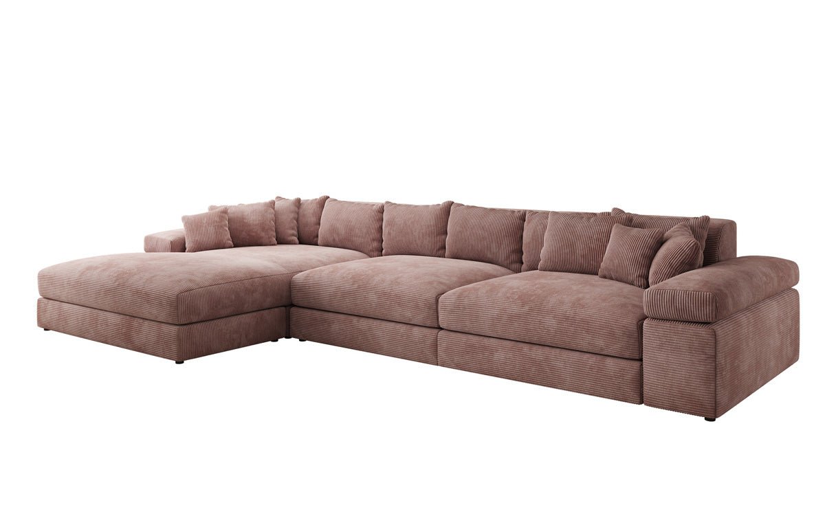 Designer Sofa Bernardo L Maxi with Wide Ottoman in Corduroy