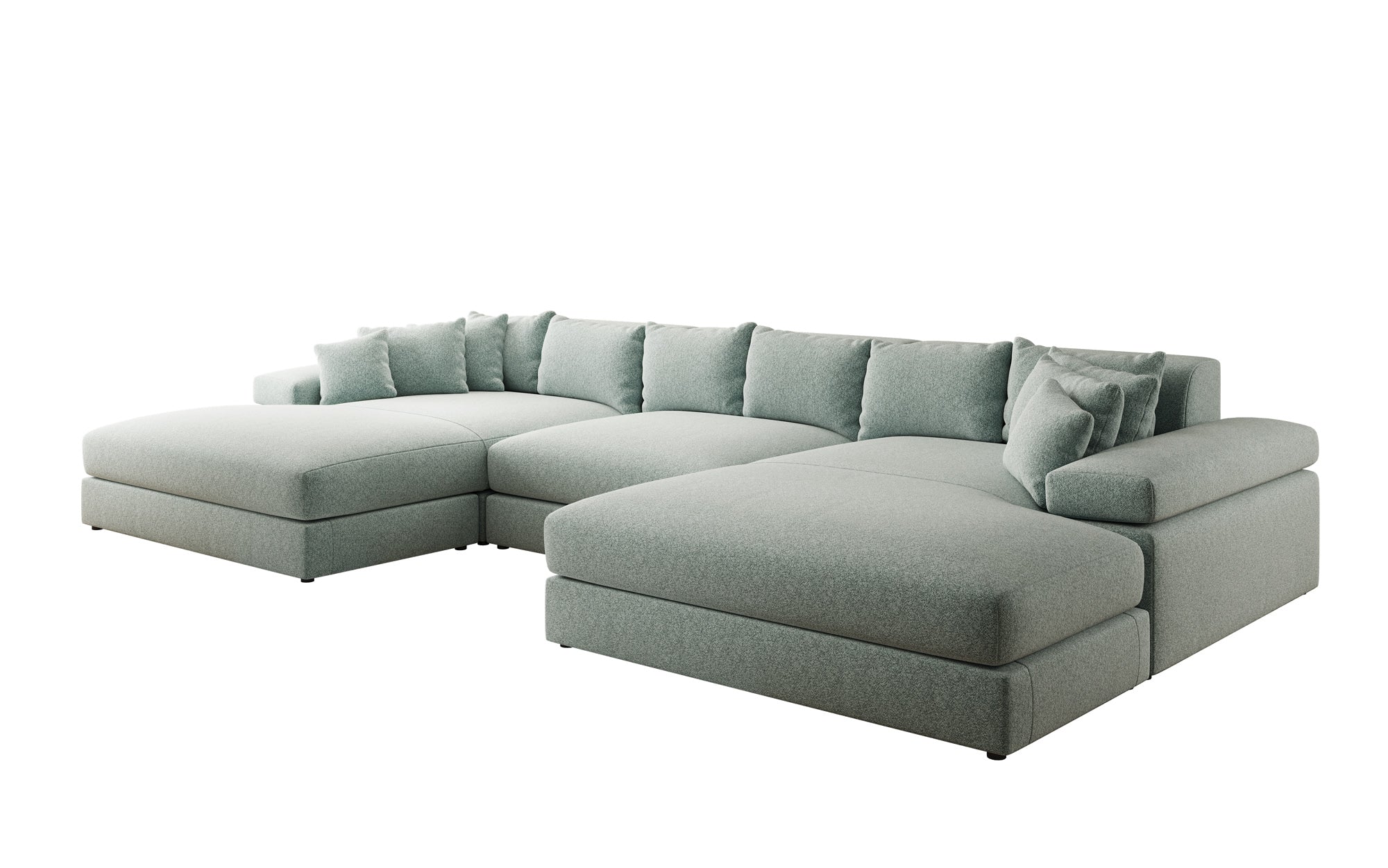 Designer Sofa Bernardo U with Wide Ottoman in Textured Fabric