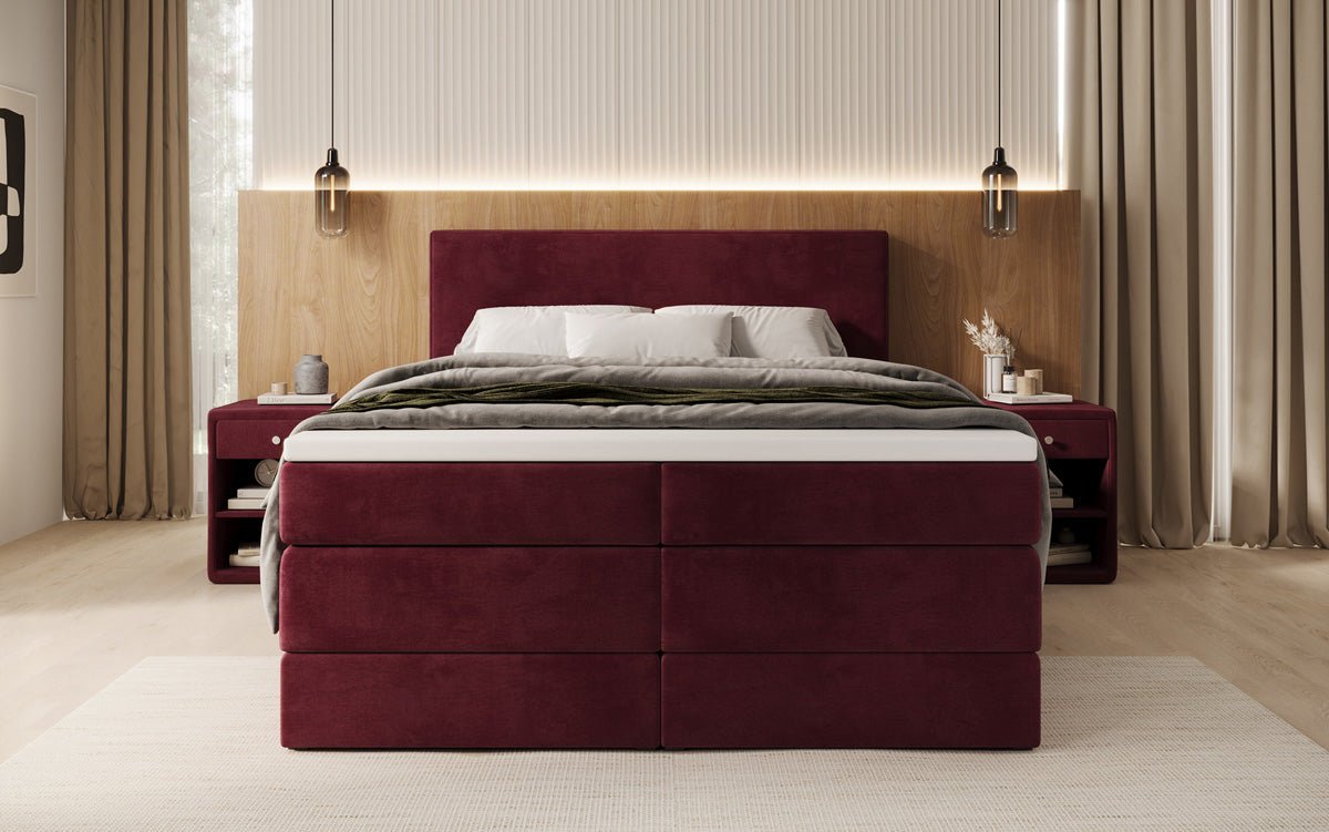 Box spring bed Noren with storage in velvet