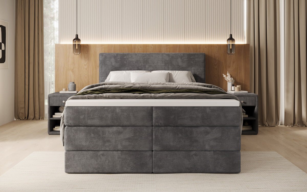 Boxspringbett Noren mit Stauraum in Cord