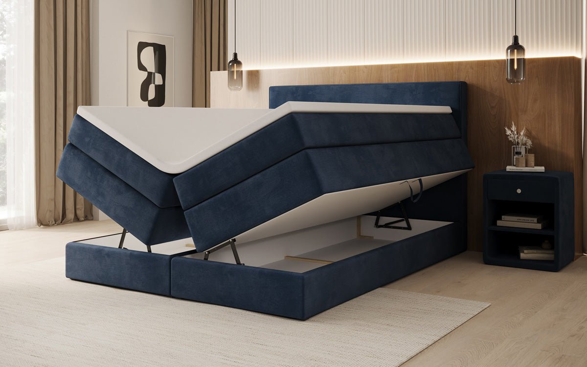 Box spring bed Noren with storage in velvet