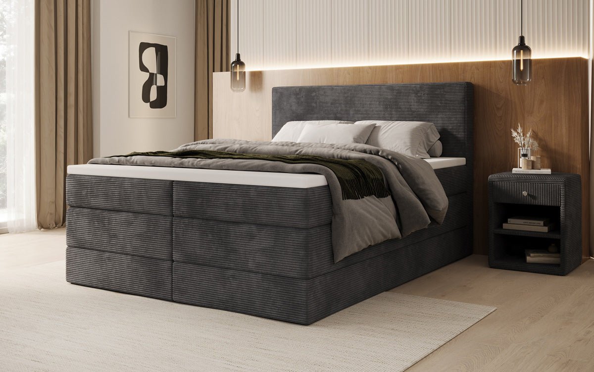 Boxspringbett Noren mit Stauraum in Cord