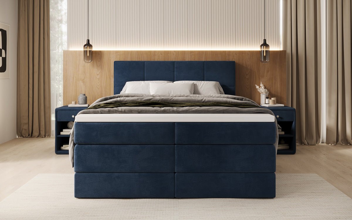 Box spring bed Mareno with storage in velvet