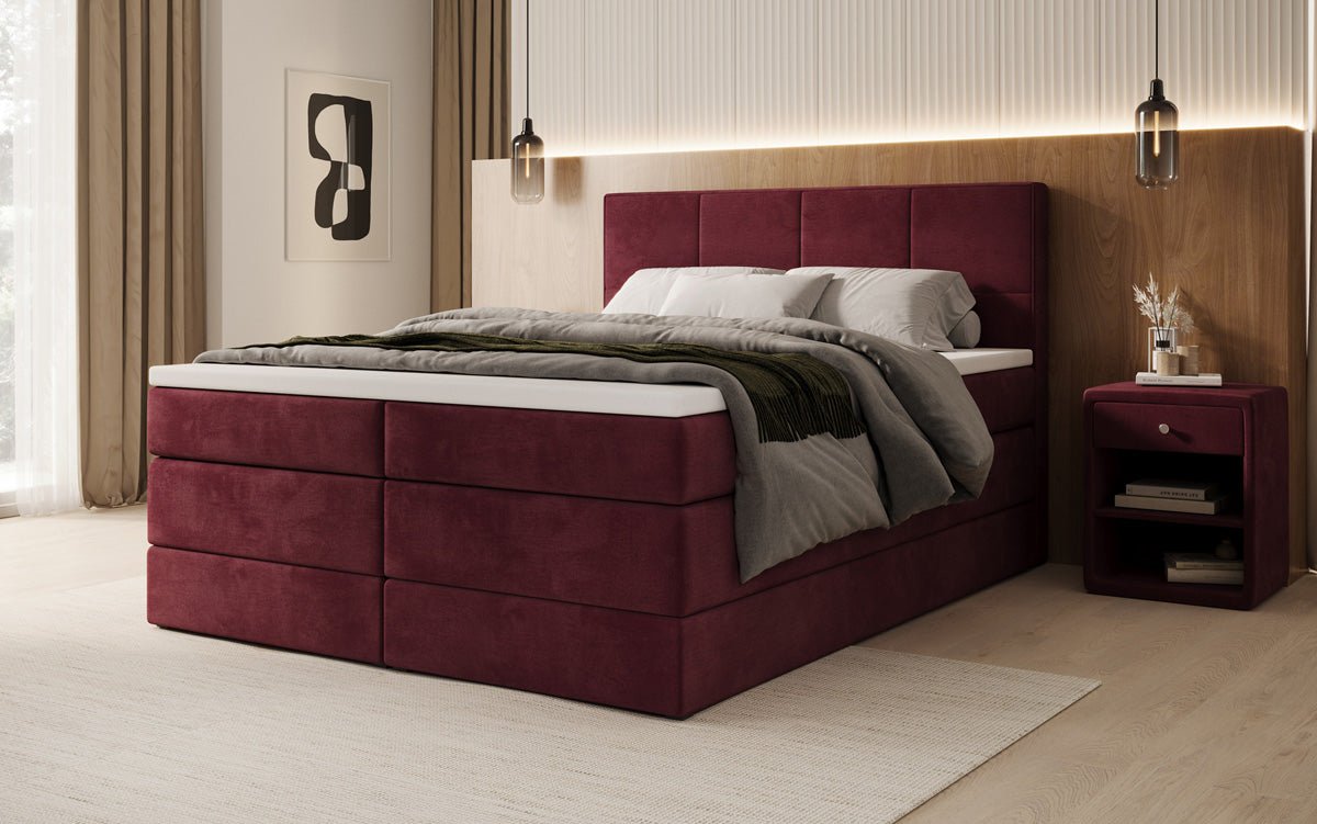 Box spring bed Mareno with storage in velvet