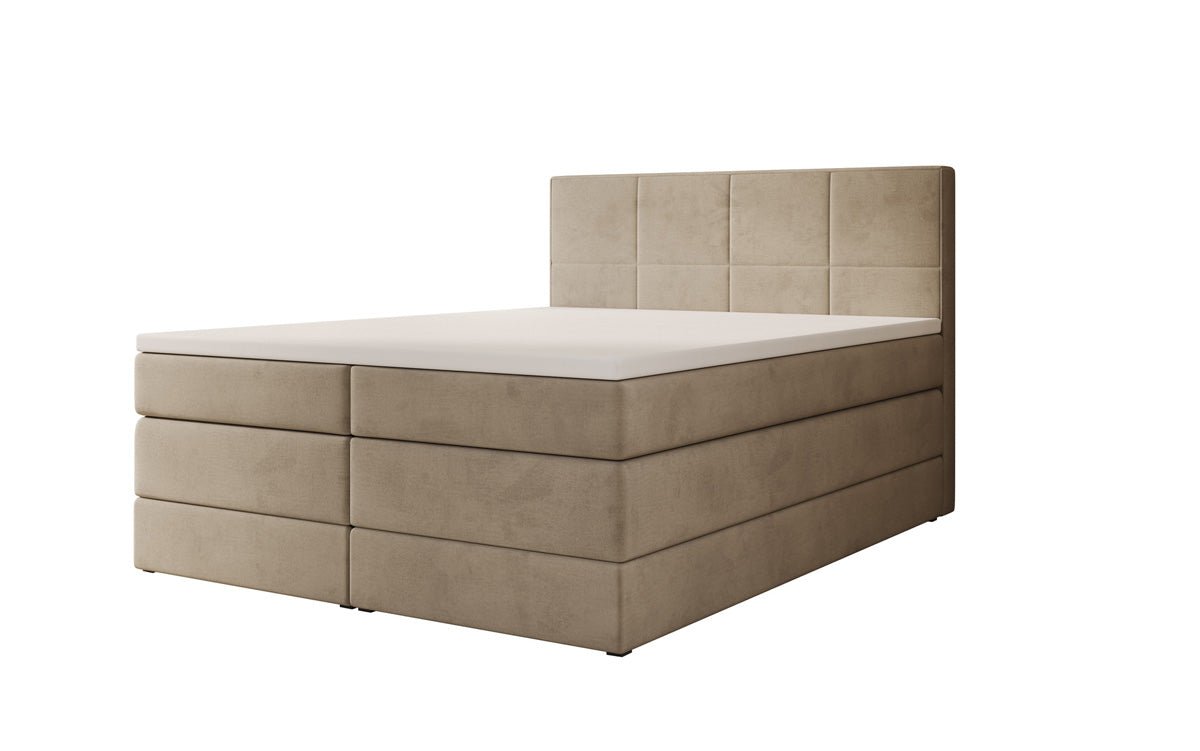Box spring bed Mareno with storage in velvet
