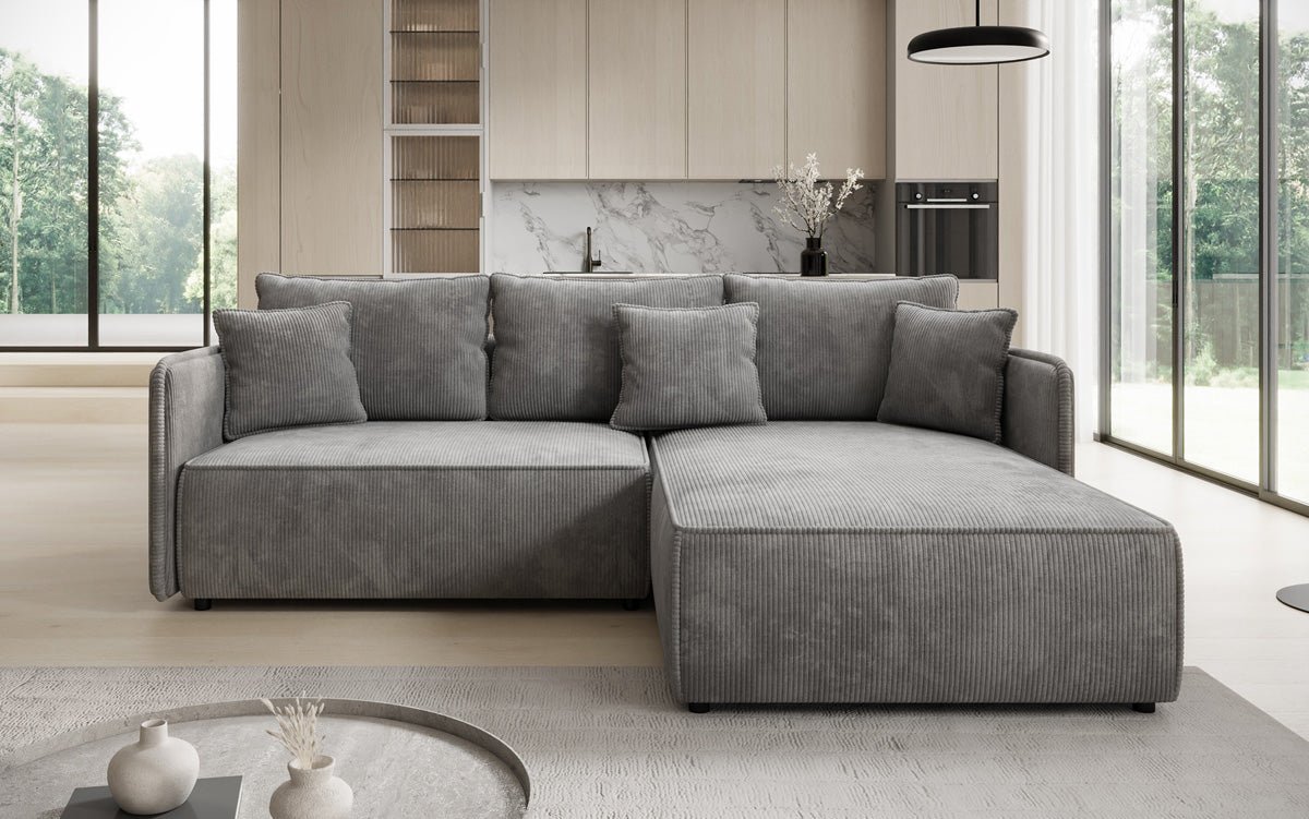 Designer Sofa Marlen mit Schlaf- und Klappfunktion in Cord