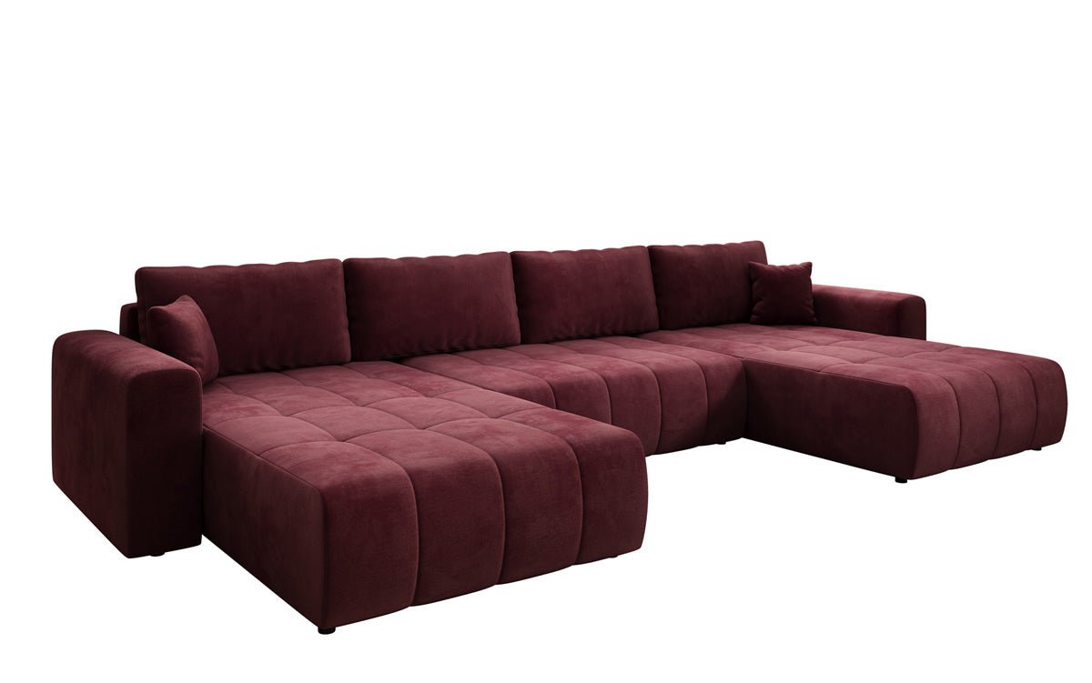 Designer sofa Leveno U with sleeping and folding function in velvet