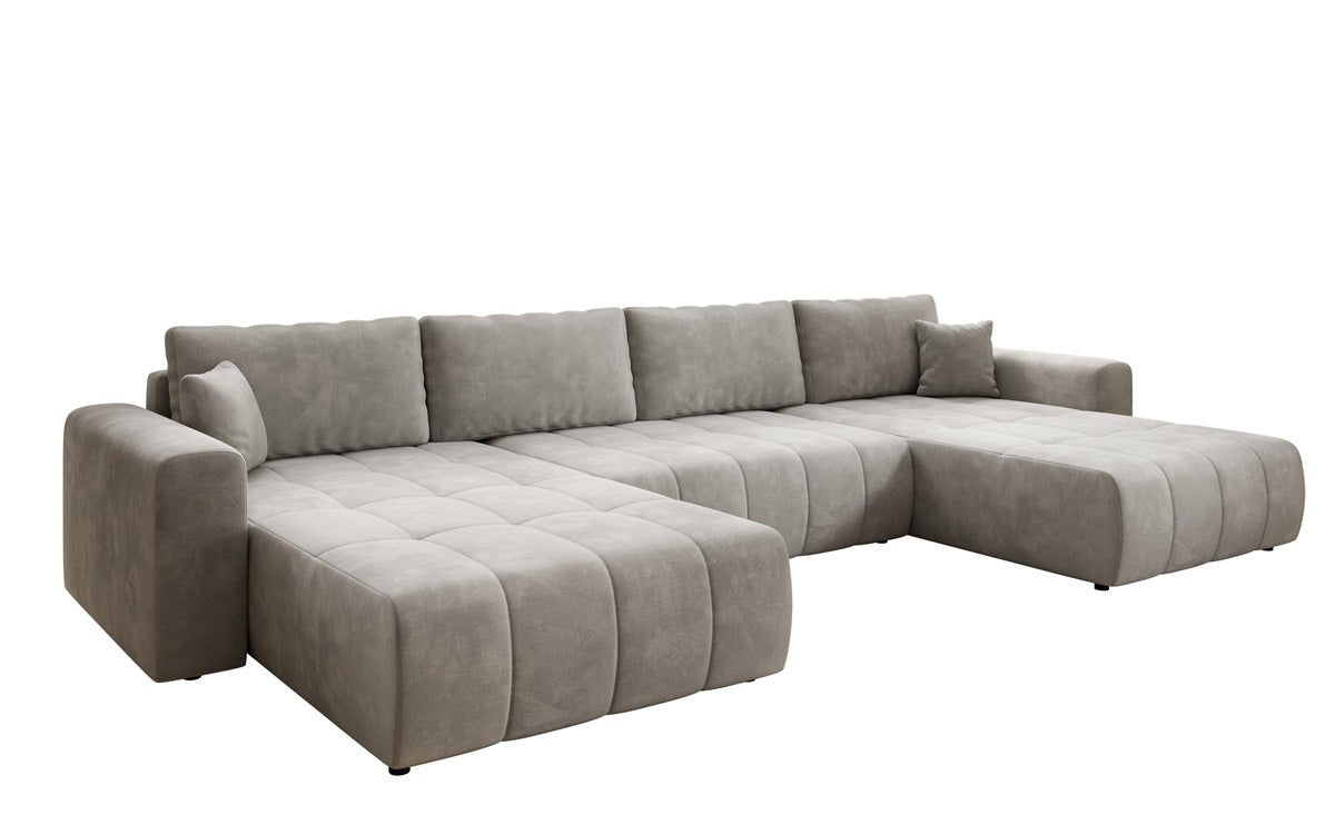 Designer sofa Leveno U with sleeping and folding function in velvet