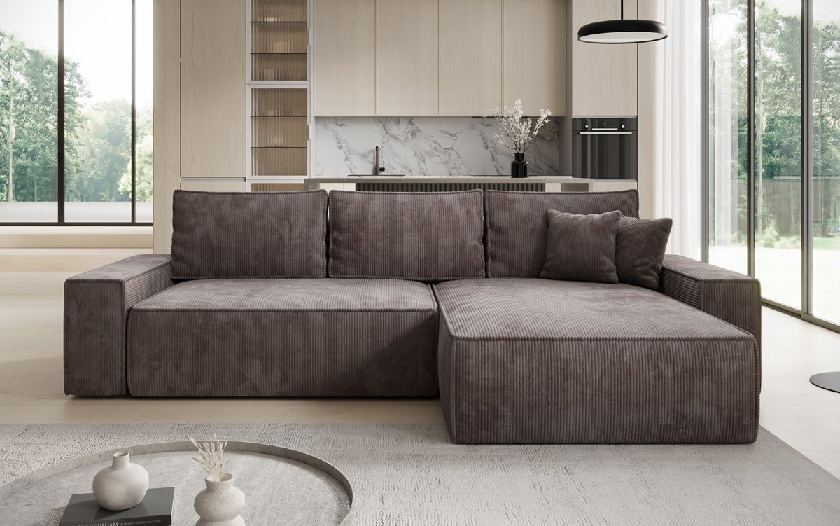 Designer sofa Lunaro with sleep and folding function in Corduroy