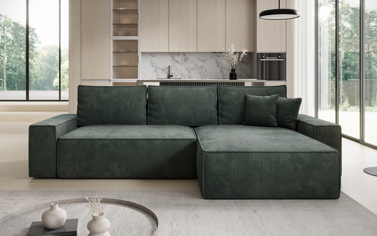 Designer sofa Lunaro with sleep and folding function in Corduroy