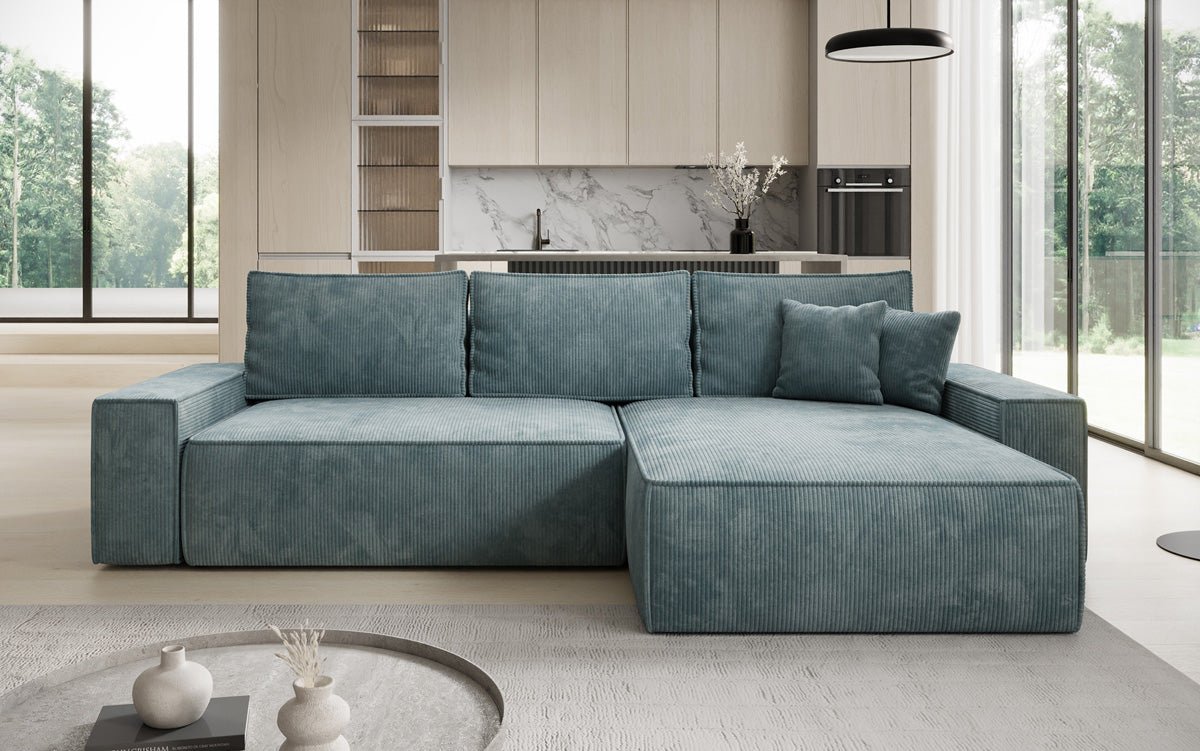 Designer sofa Lunaro with sleep and folding function in Corduroy
