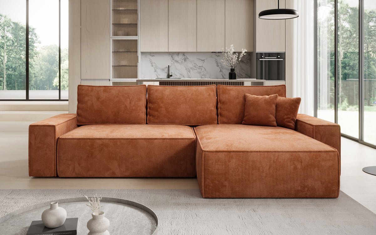 Designer sofa Lunaro with sleep and folding function in Corduroy