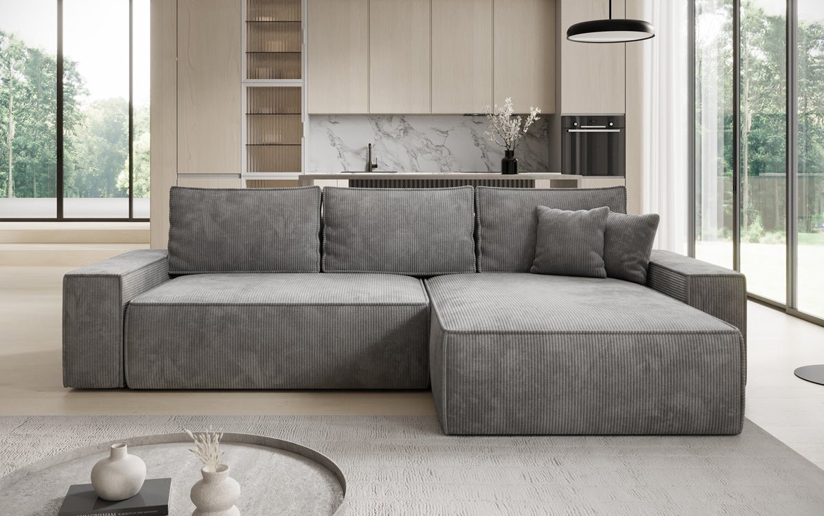 Designer sofa Lunaro with sleep and folding function in Corduroy