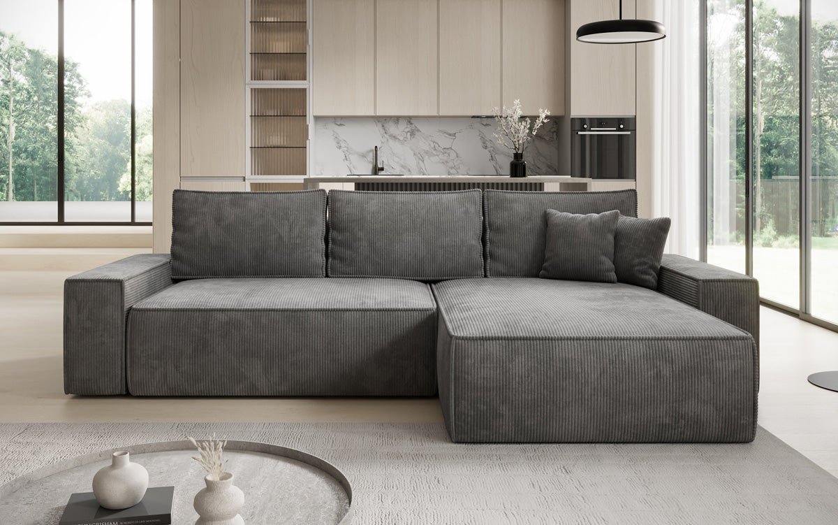 Designer sofa Lunaro with sleep and folding function in Corduroy