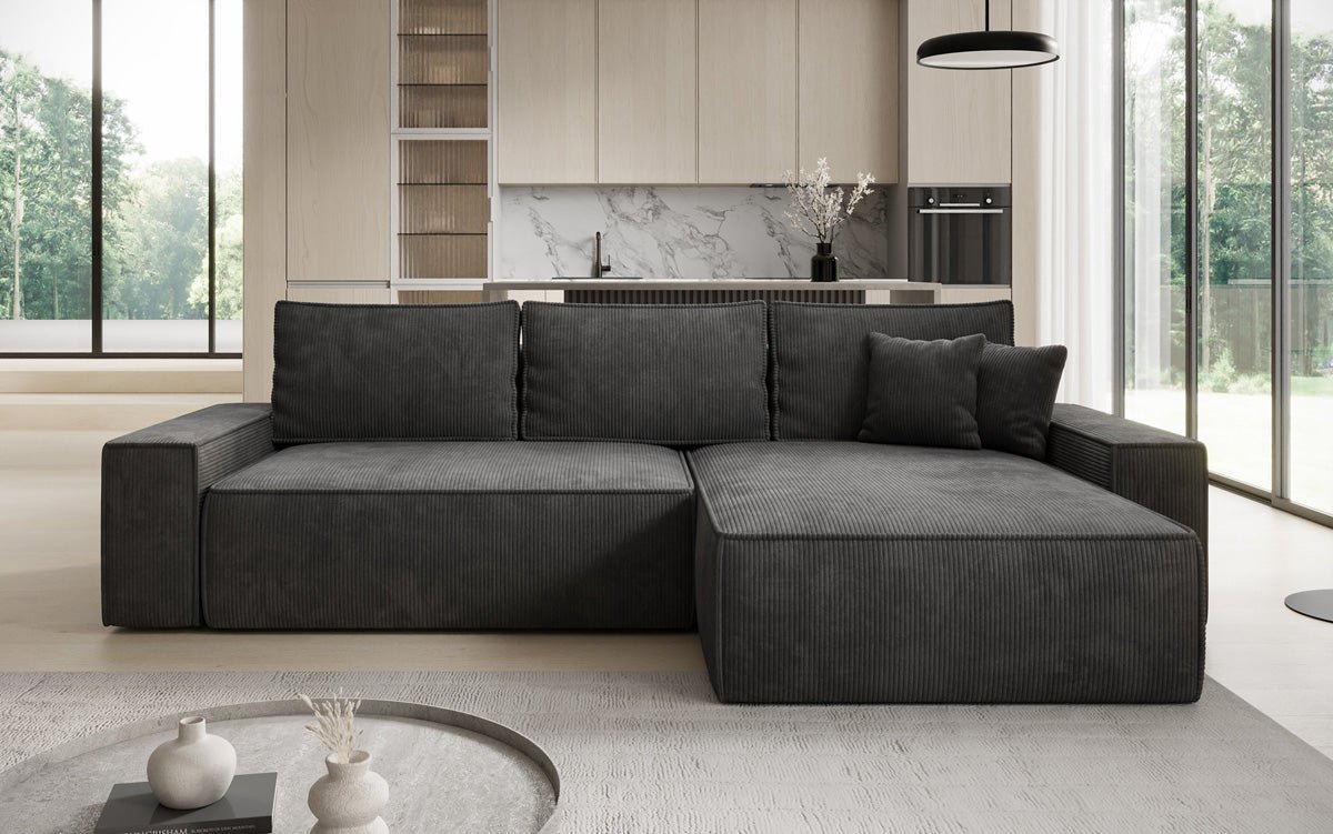 Designer sofa Lunaro with sleep and folding function in Corduroy