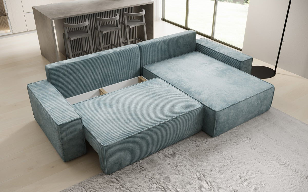 Designer sofa Lunaro with sleep and folding function in Corduroy