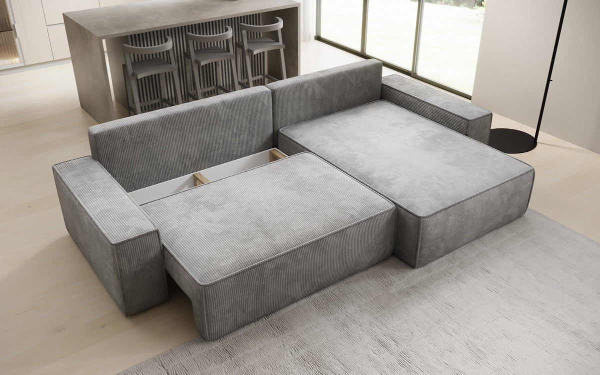 Designer sofa Lunaro with sleep and folding function in Corduroy