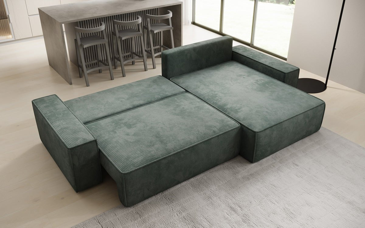 Designer sofa Lunaro with sleep and folding function in Corduroy