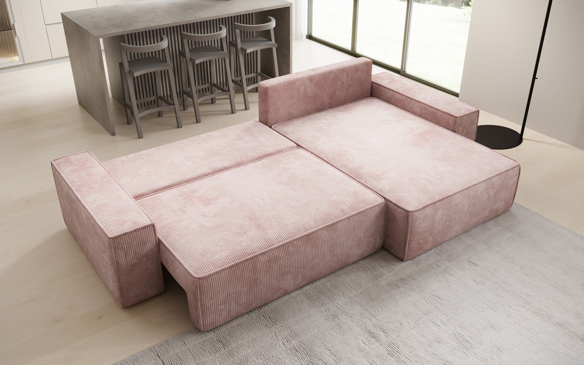 Designer sofa Lunaro with sleep and folding function in Corduroy